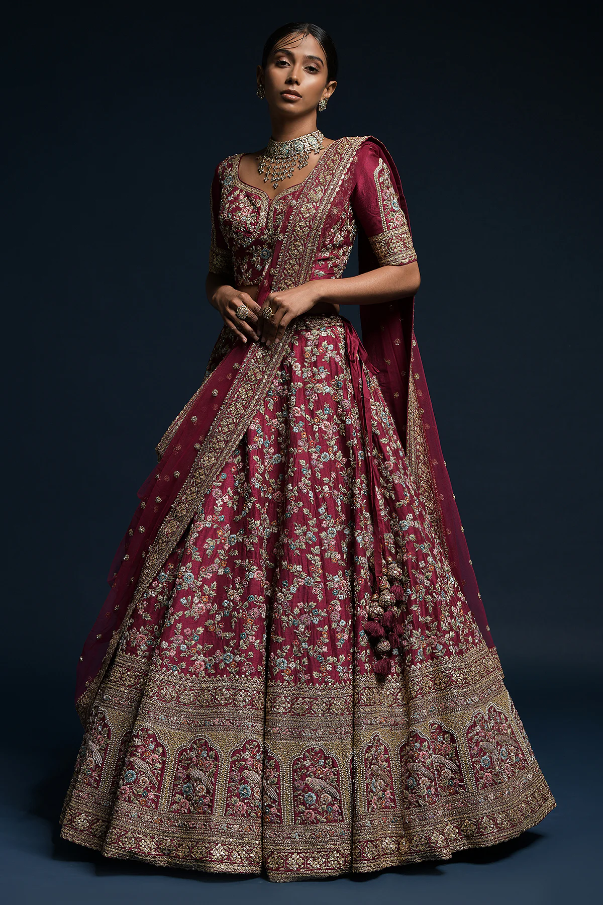 embroidered bridal lehenga