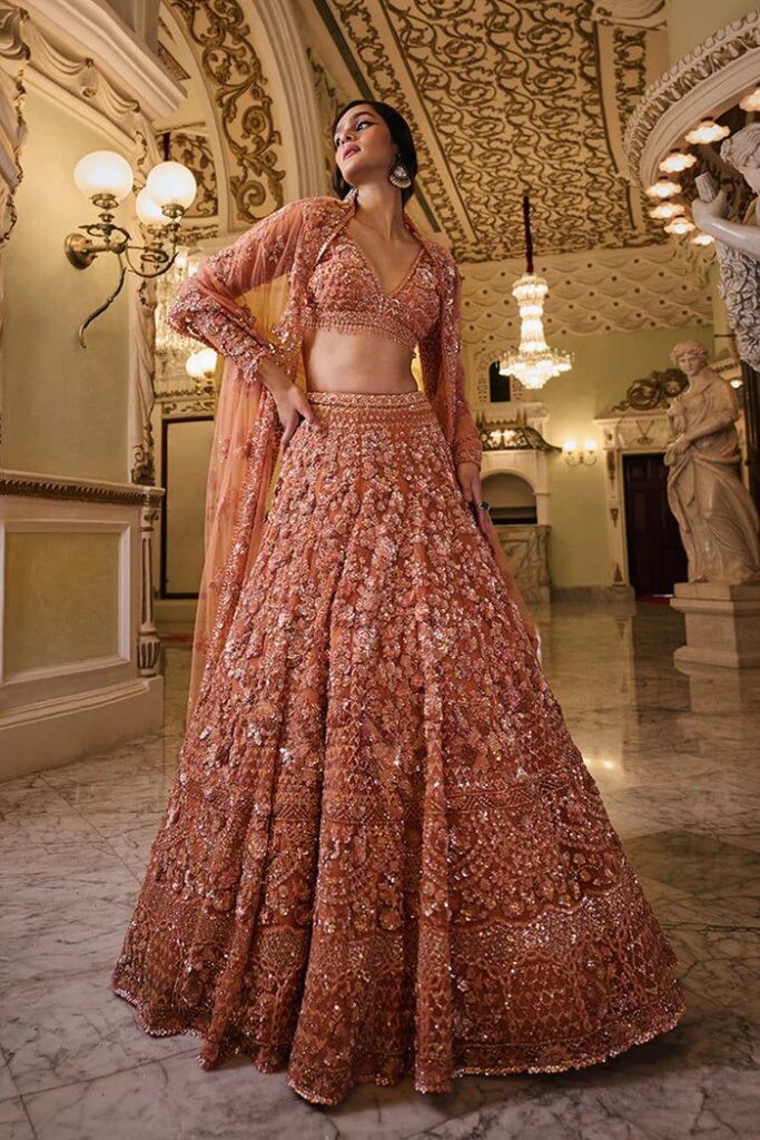 Copper Sequin Lehenga Set – 12 / Tall