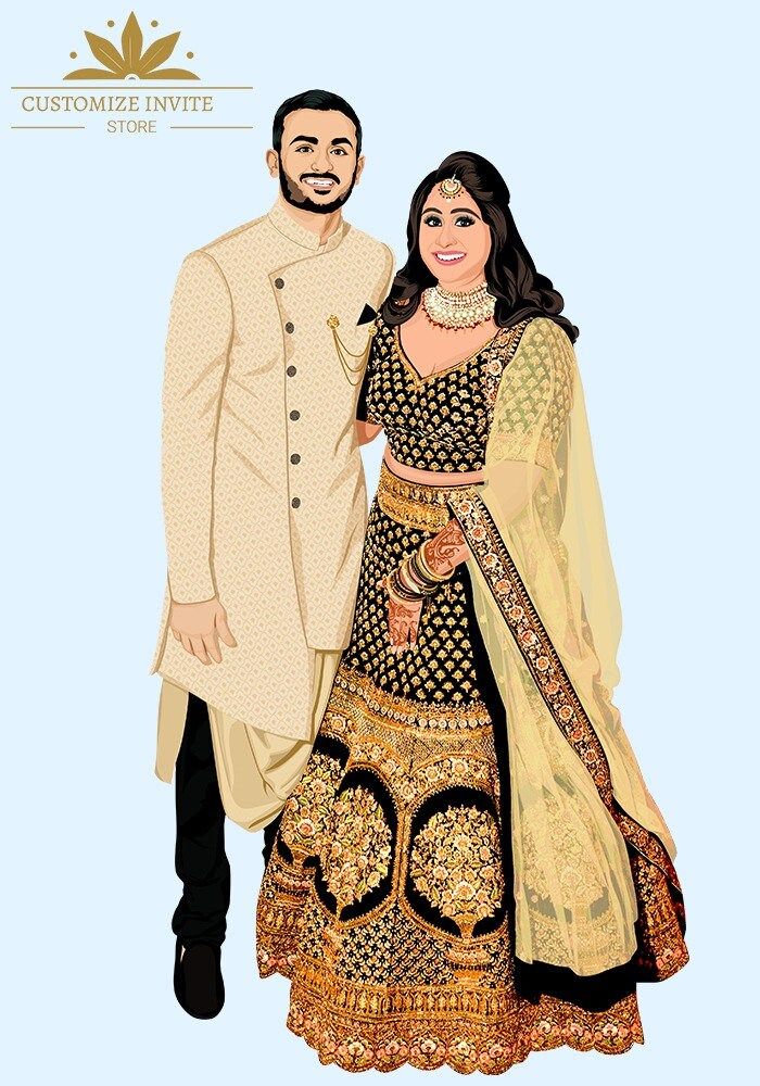 Customize Portrait with Face & Outfits for Wedding Portrait, Custom Wedding Portrait From Photo, Illustration For Family, Friends, Couples