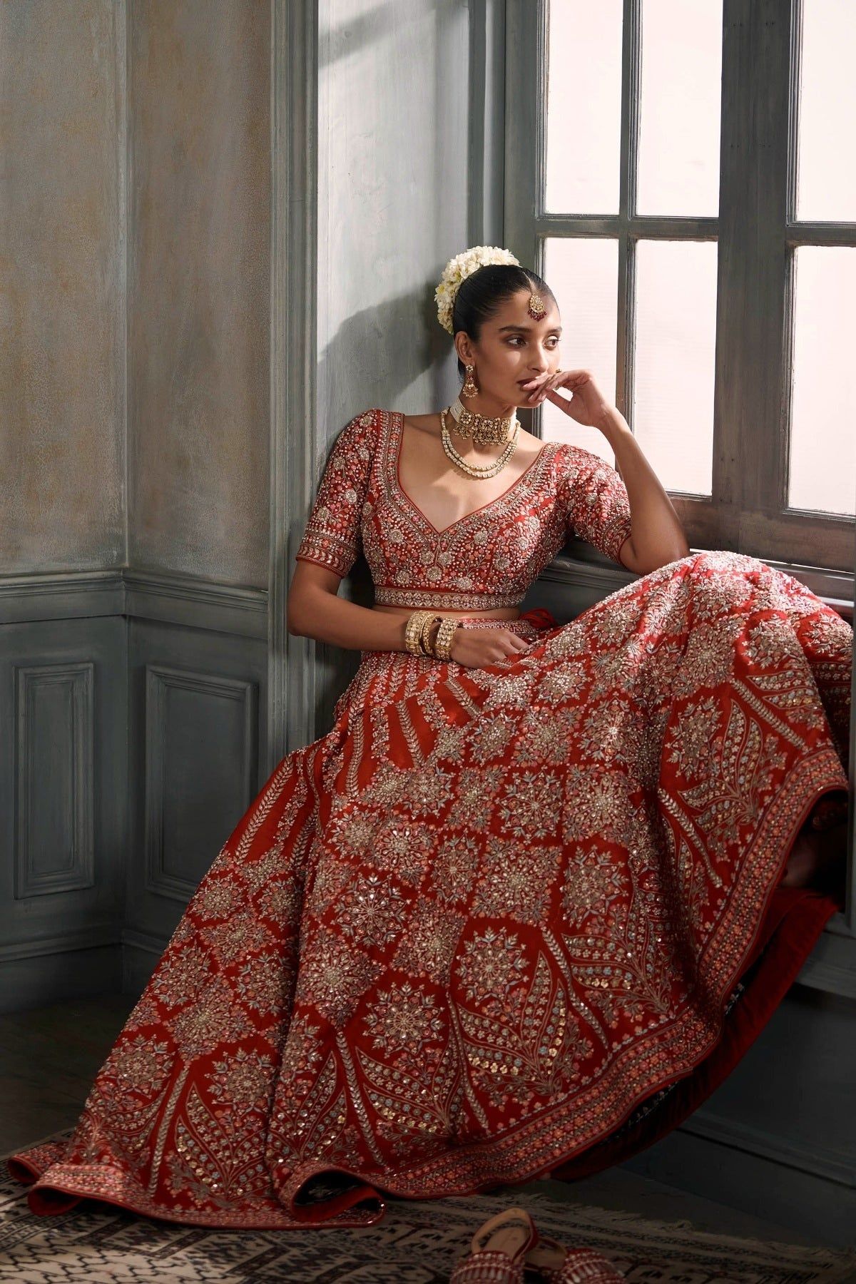 embroidered bridal lehenga