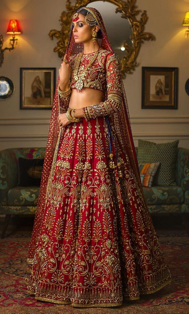 Deep Red Color Wedding Lehenga