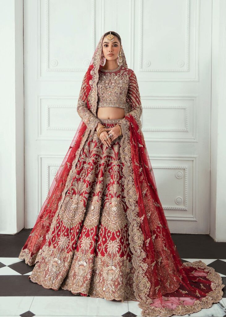 Designer Embellished Red Indian Wedding Lehenga #BN1222