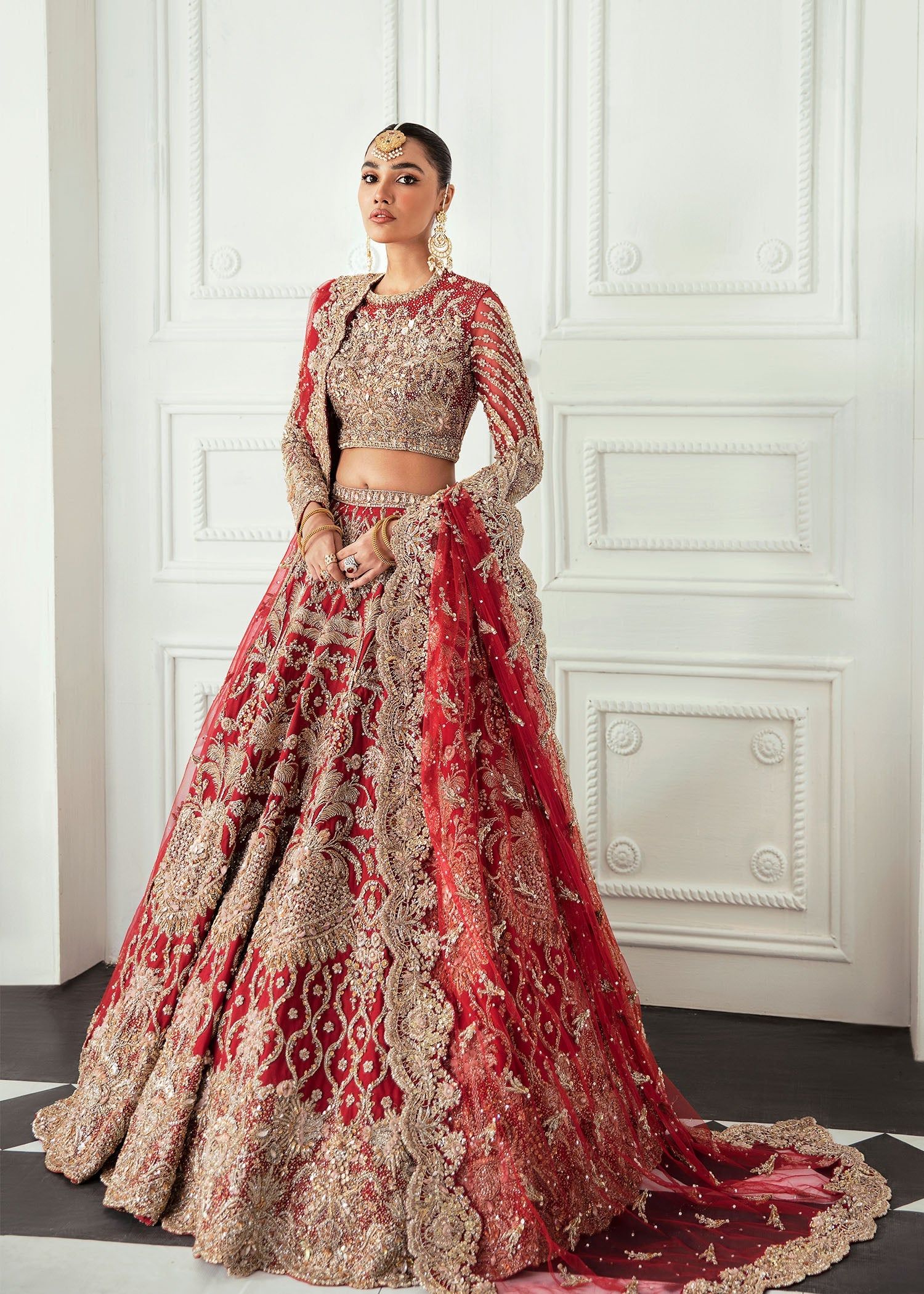 embroidered bridal lehenga