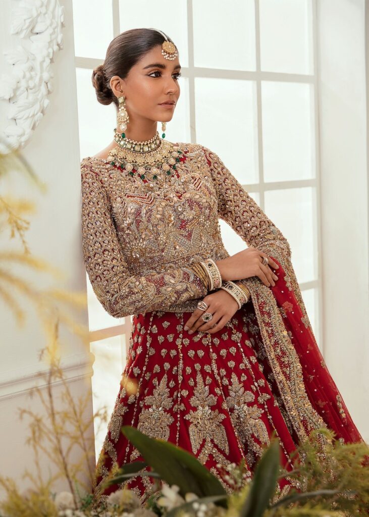 Embroidered Designer Red Indian Bridal Lehenga #BN1223 – MEDIUM