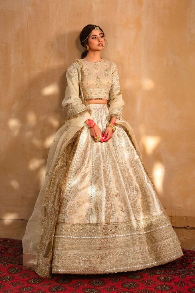 Embroidered Pakistani Lehenga Blouse and Dupatta Dress