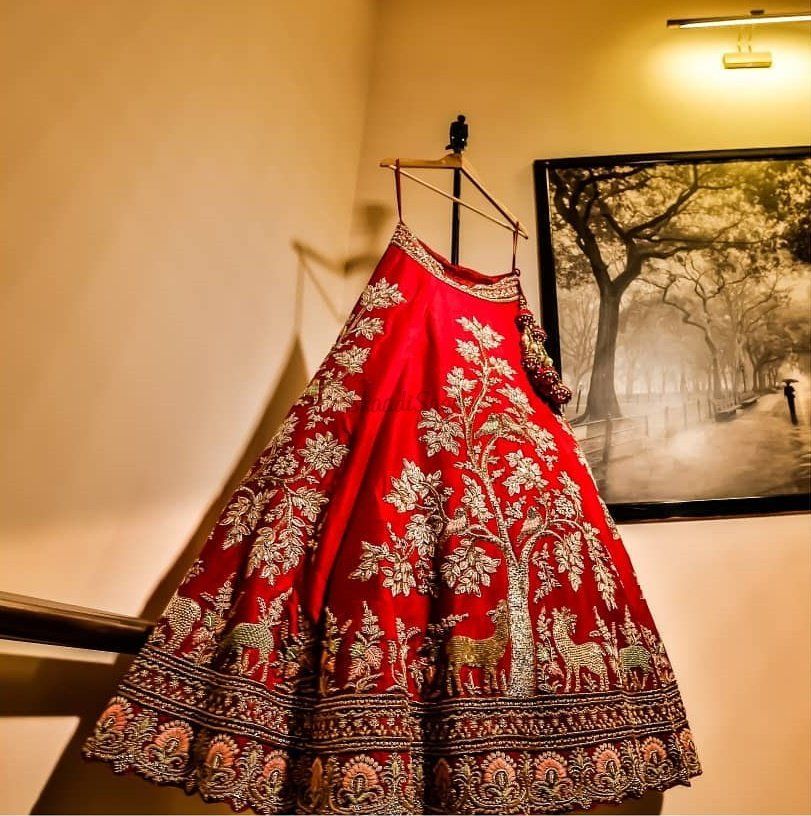 Embroidered Red Bridal Lehenga