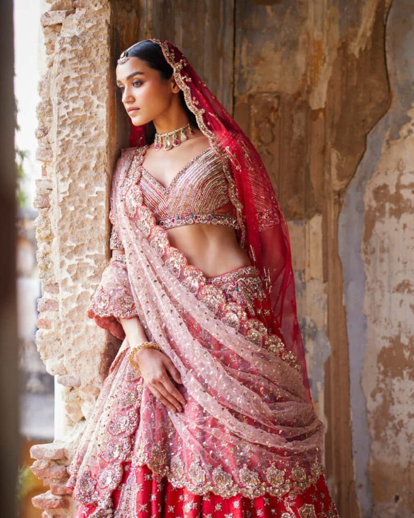 Eris red bridal lehenga set – L