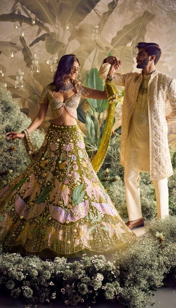 Fancied ornamented lehenga with jacket blouse