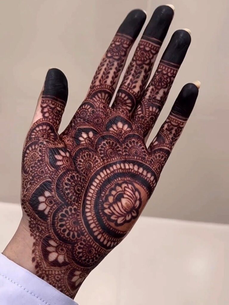 Full front hand henna design