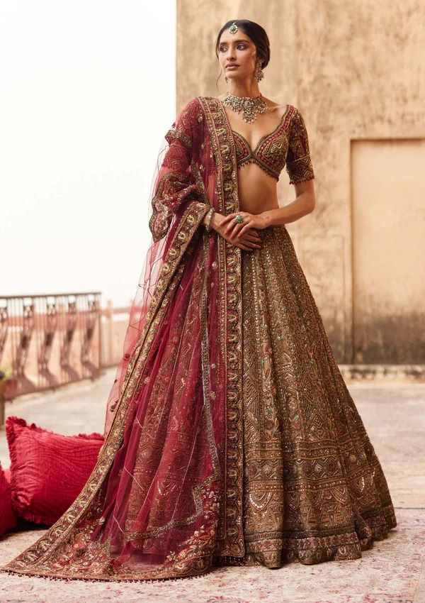 Gold dahlia lehenga set