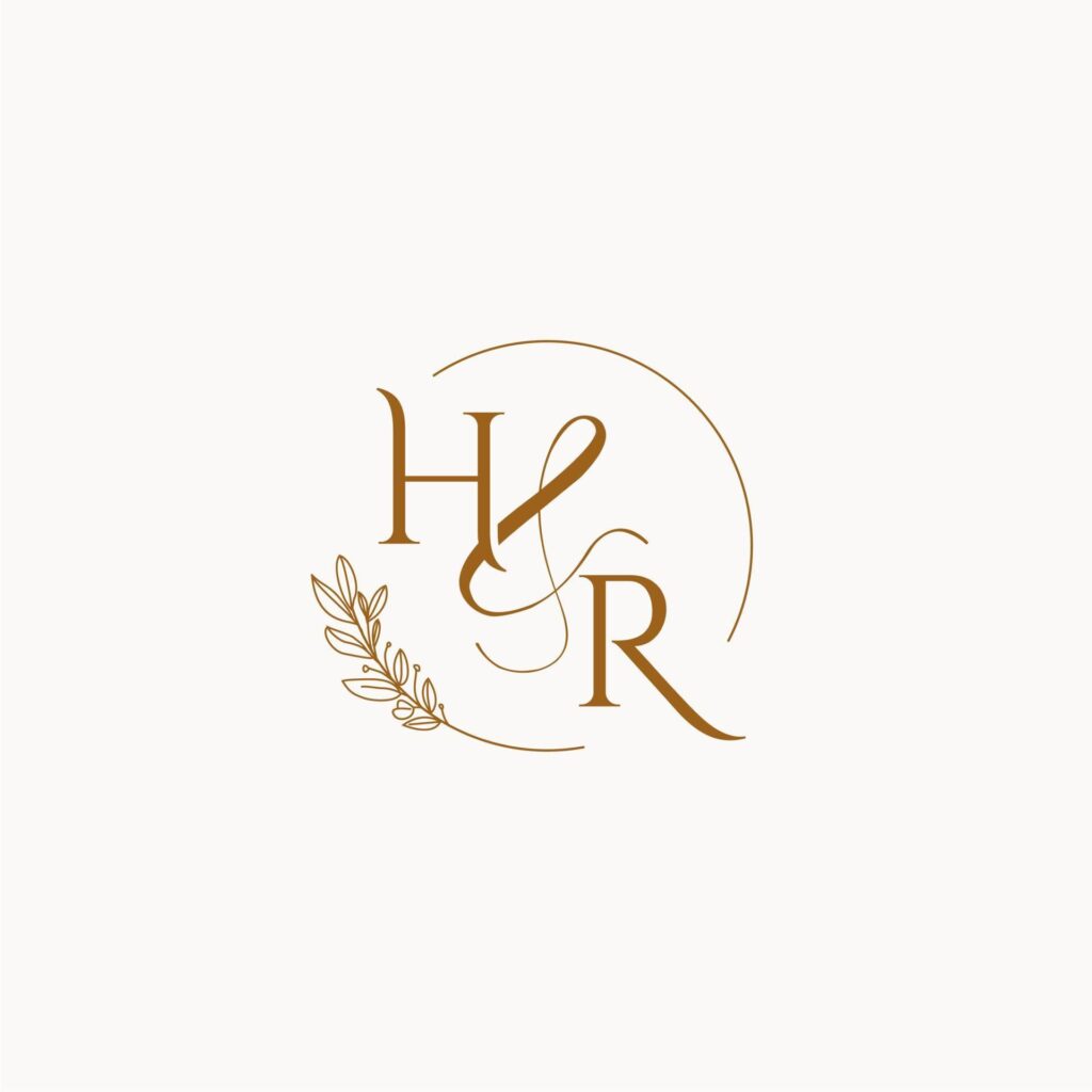 HR initial wedding monogram logo