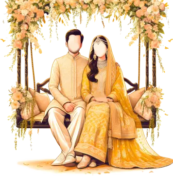 Haldi Wedding Couple In Yellow Dress, Wedding Couple Caricature, Indian Wedding Couple, Pakistani Wedding Couple PNG Transparent Image and Clipart for Free Download