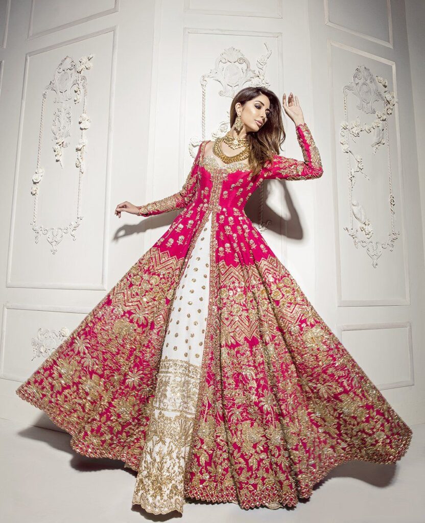 Hot Pink Color Wedding Anarkali Lehenga