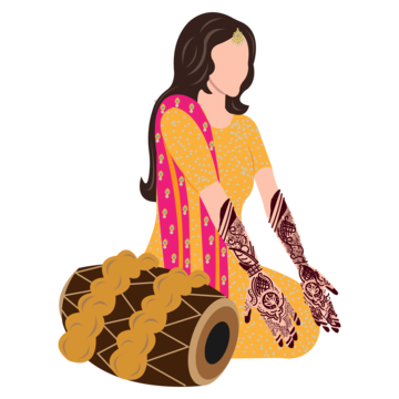 Indian Wedding Bride Wearing Mehendi Outfits And With Hands Transparent Background Vector, Indian Wedding, Wedding, Indian Bride PNG and Vector with Transparent Background for Free Download