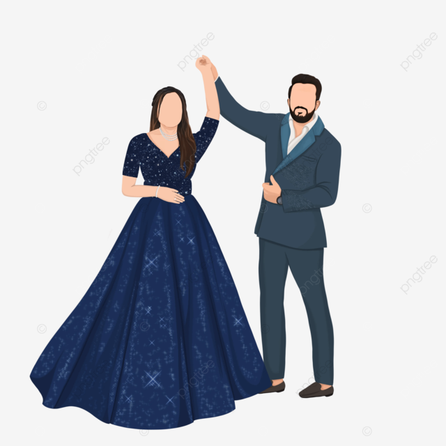 Indian Wedding Sangeet Couple Outfit In Twirling Pose, Wedding Couple, Sangeet Attire, Indian Wedding Couple PNG Transparent Clipart Image and PSD File for Free Download