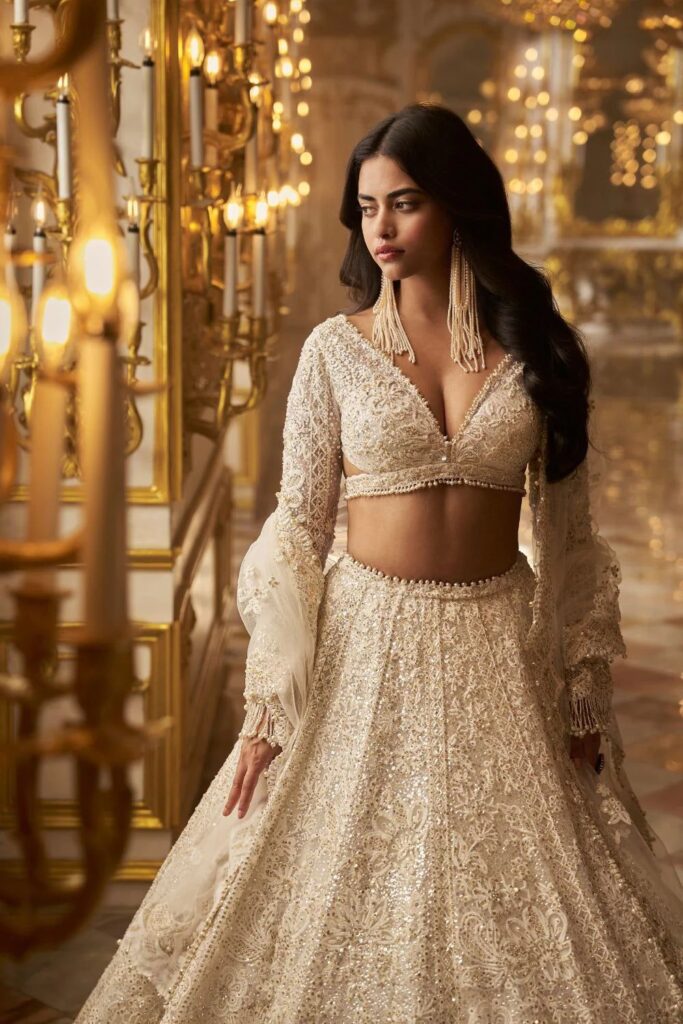 Ivory Gold Floral Lehenga Set – 0 / 0 / Tall