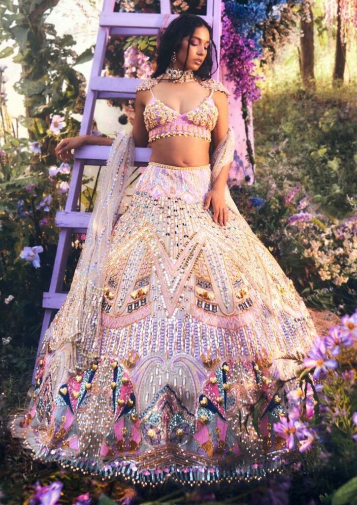 Ivory Lilac Embroidered Lehenga Set – XL