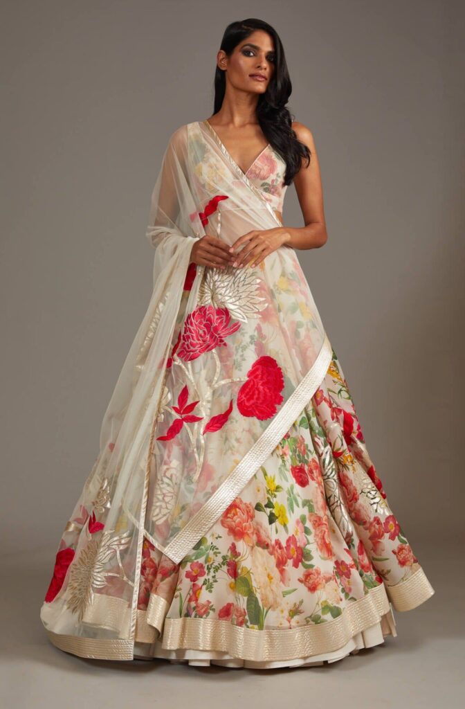 Ivory digital printed lehenga set