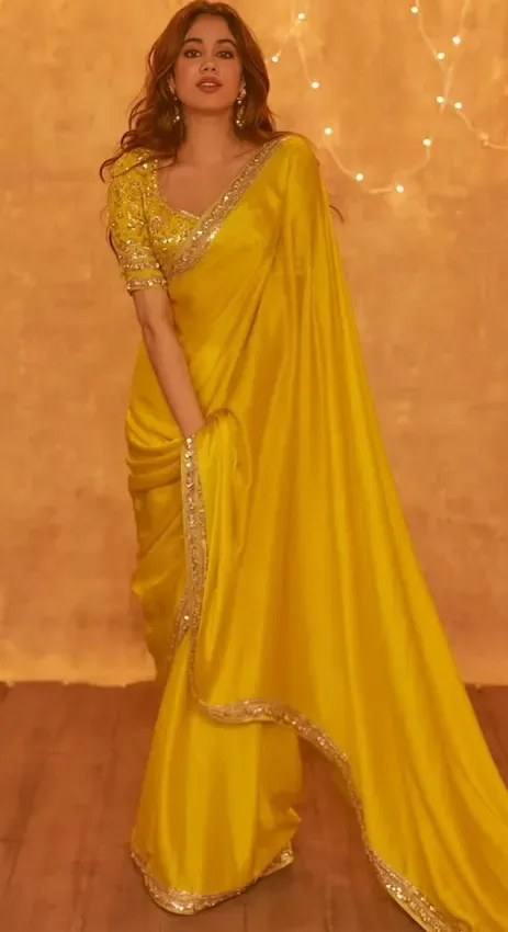 Janhvi Kapoor in a yellow Manish Malhotra sari