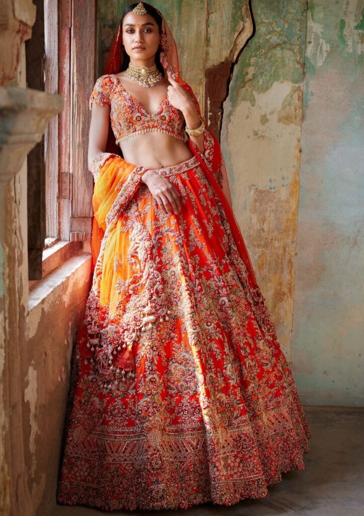 Juno sunset orange bridal lehenga set – CUSTOM