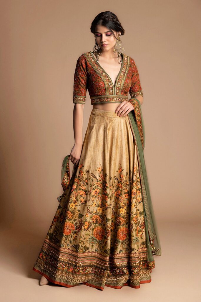 embroidered bridal lehenga