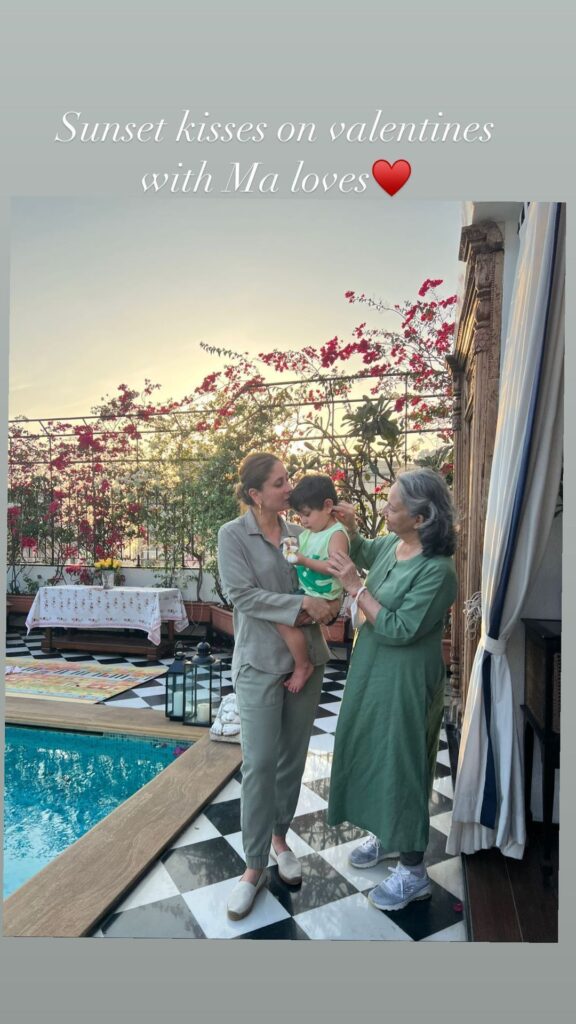 Kareena Kapoor holds son Jeh in her arms as she poses with mother-in-law Sharmila Tagore