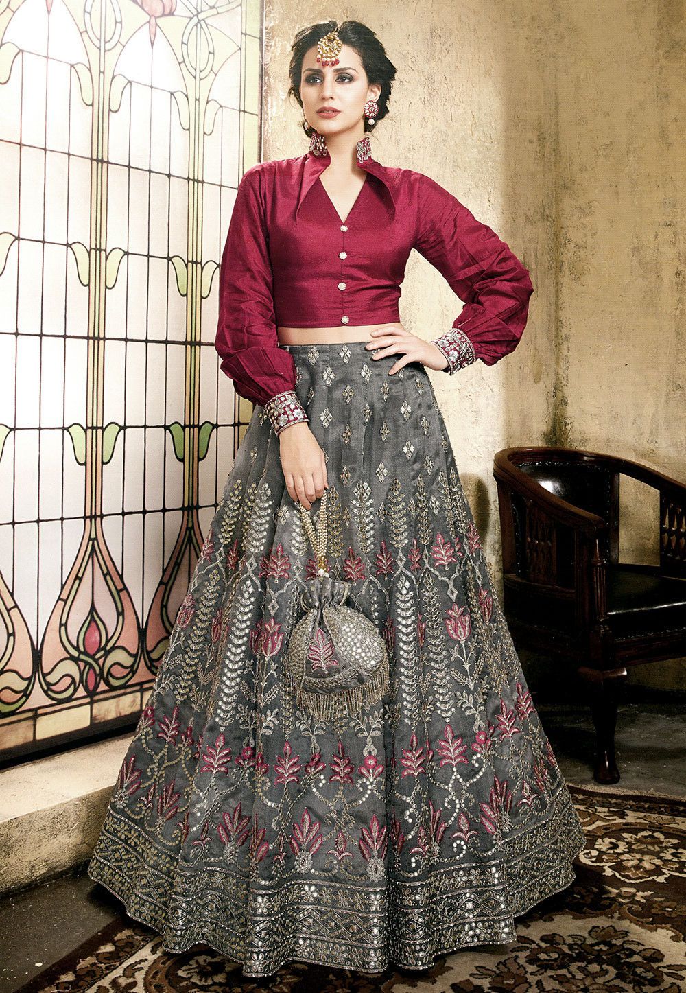 embroidered bridal lehenga