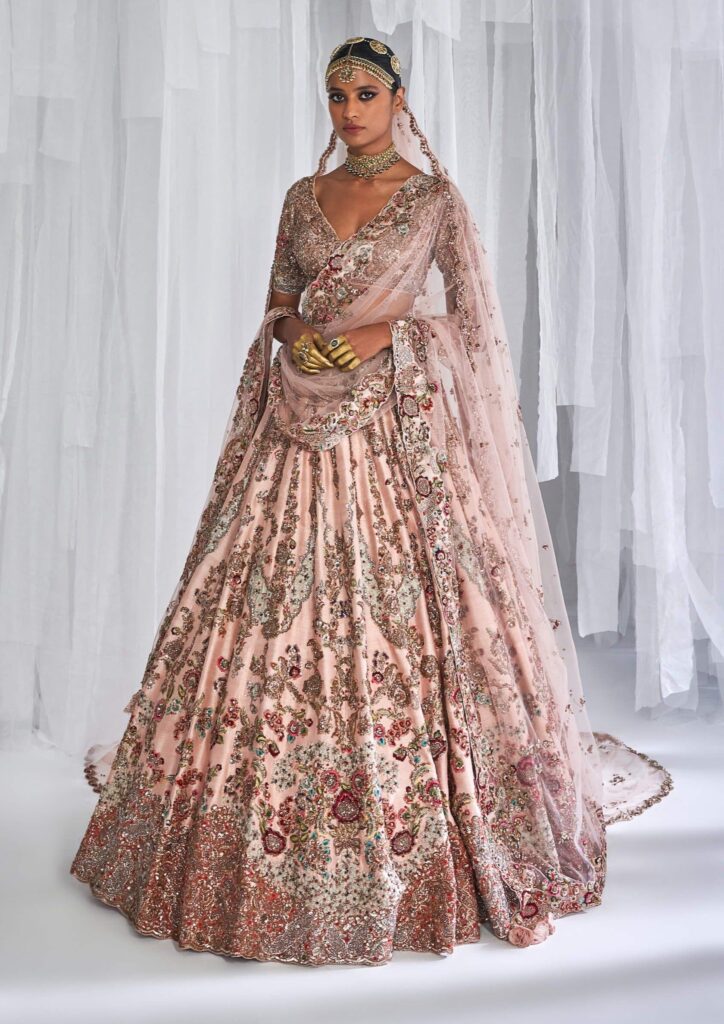 Lillian champagne pink bridal lehenga set