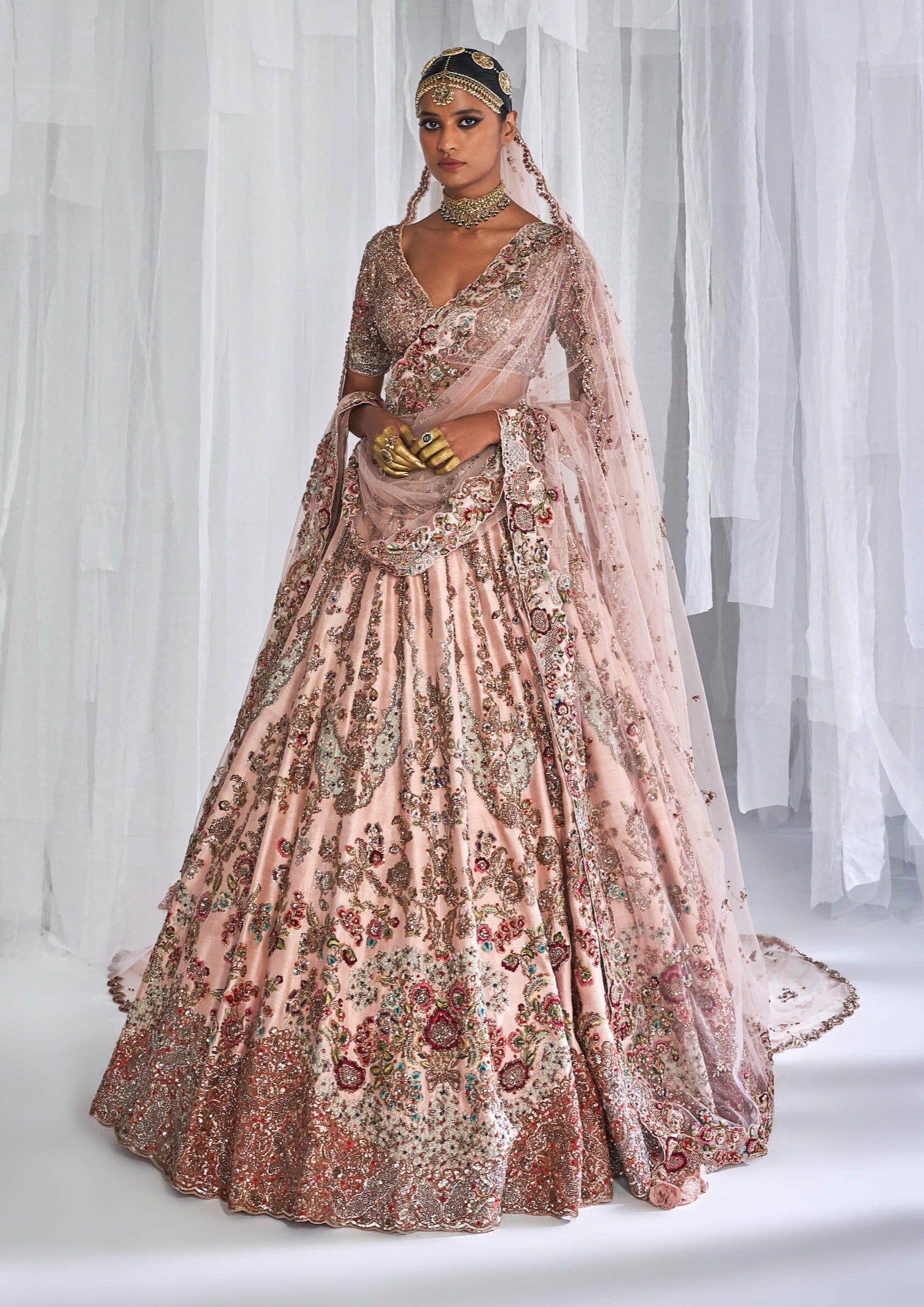 embroidered bridal lehenga