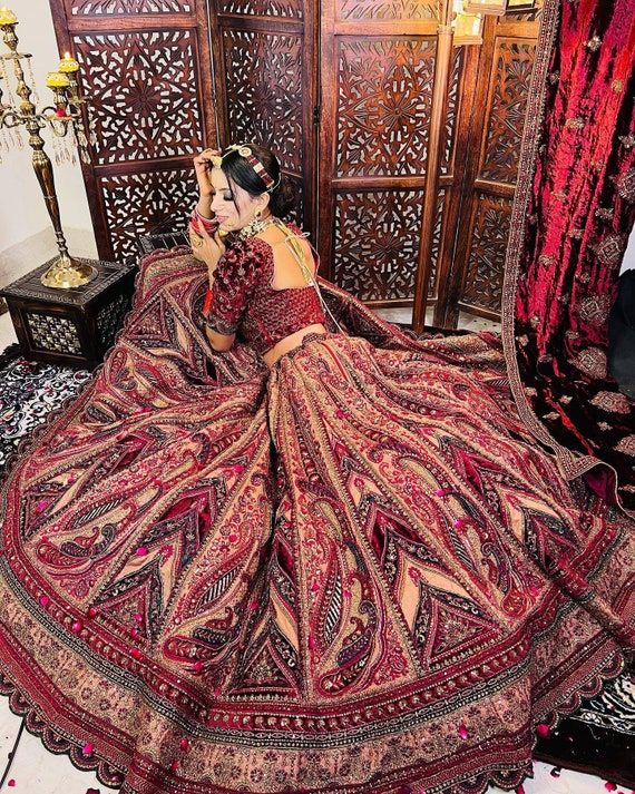 embroidered bridal lehenga