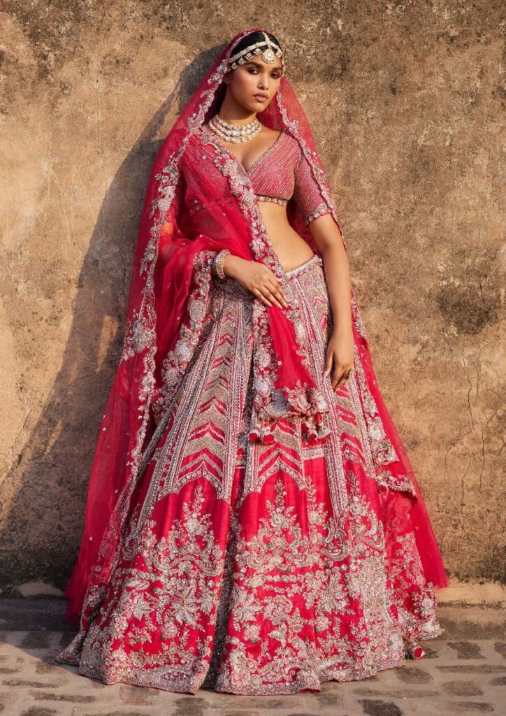 Lysandra red bridal lehenga set – M