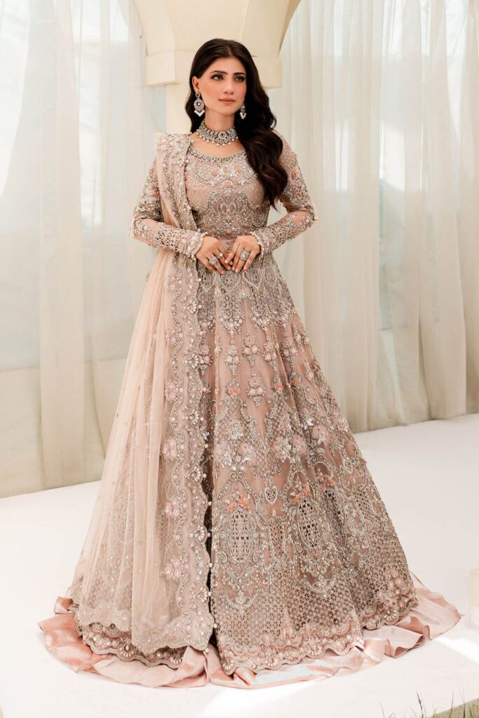 Maria B MC902-PowderPink Couture Wedding Collection