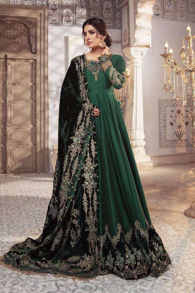 Maria B Teal and Warm green BD07 Wedding Edition 2021