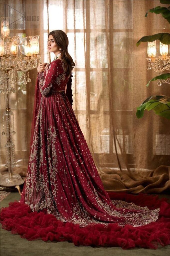 Maroon Back Train Lehenga Blouse