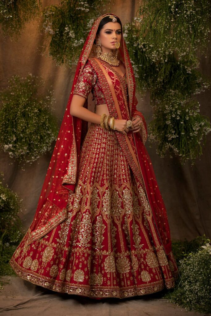 Maroon Kali Embroidered Lehenga Set