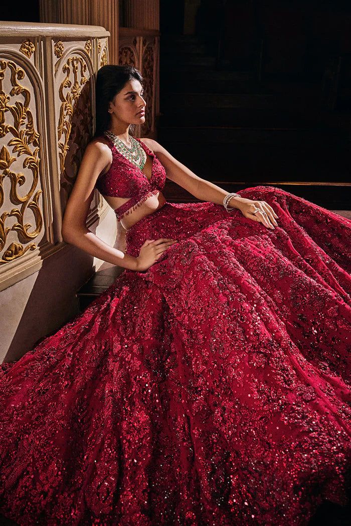 embroidered bridal lehenga