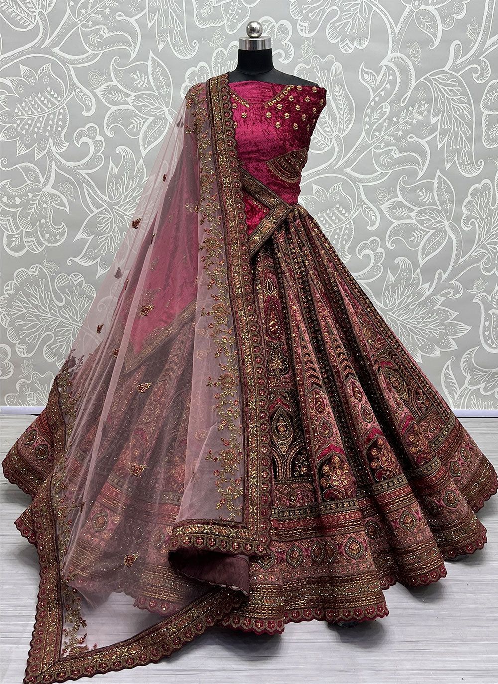 embroidered bridal lehenga