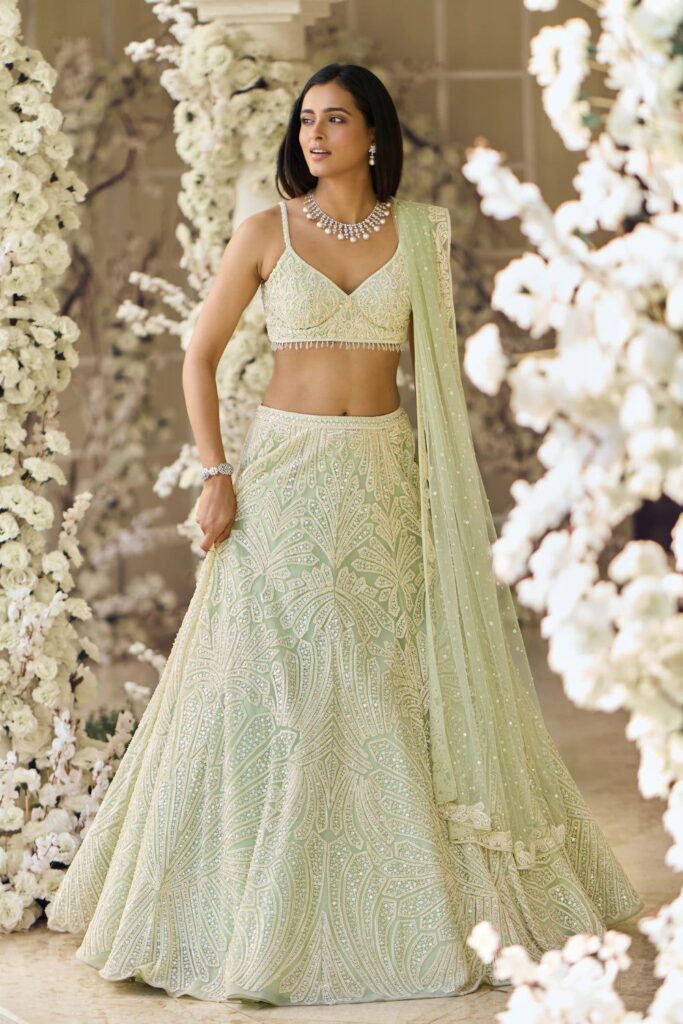 Mint Green Pearl Lehenga Set – 0 / Short