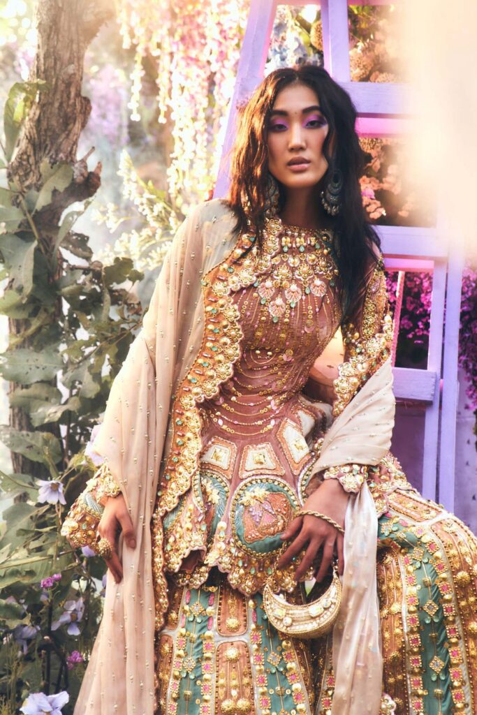 Multicolor Embellished Sharara Set