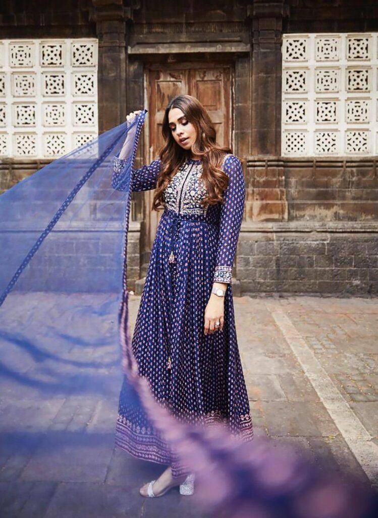 Navy Blue Anarkali Set