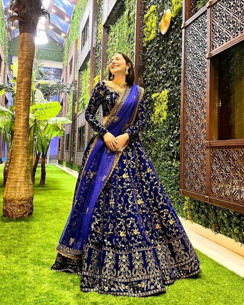 Navy Blue Embroidery Work Velvet  Lehenga Choli for Women or girls  | Premium Quality Collection  | Wedding Party Wear Free Shipping