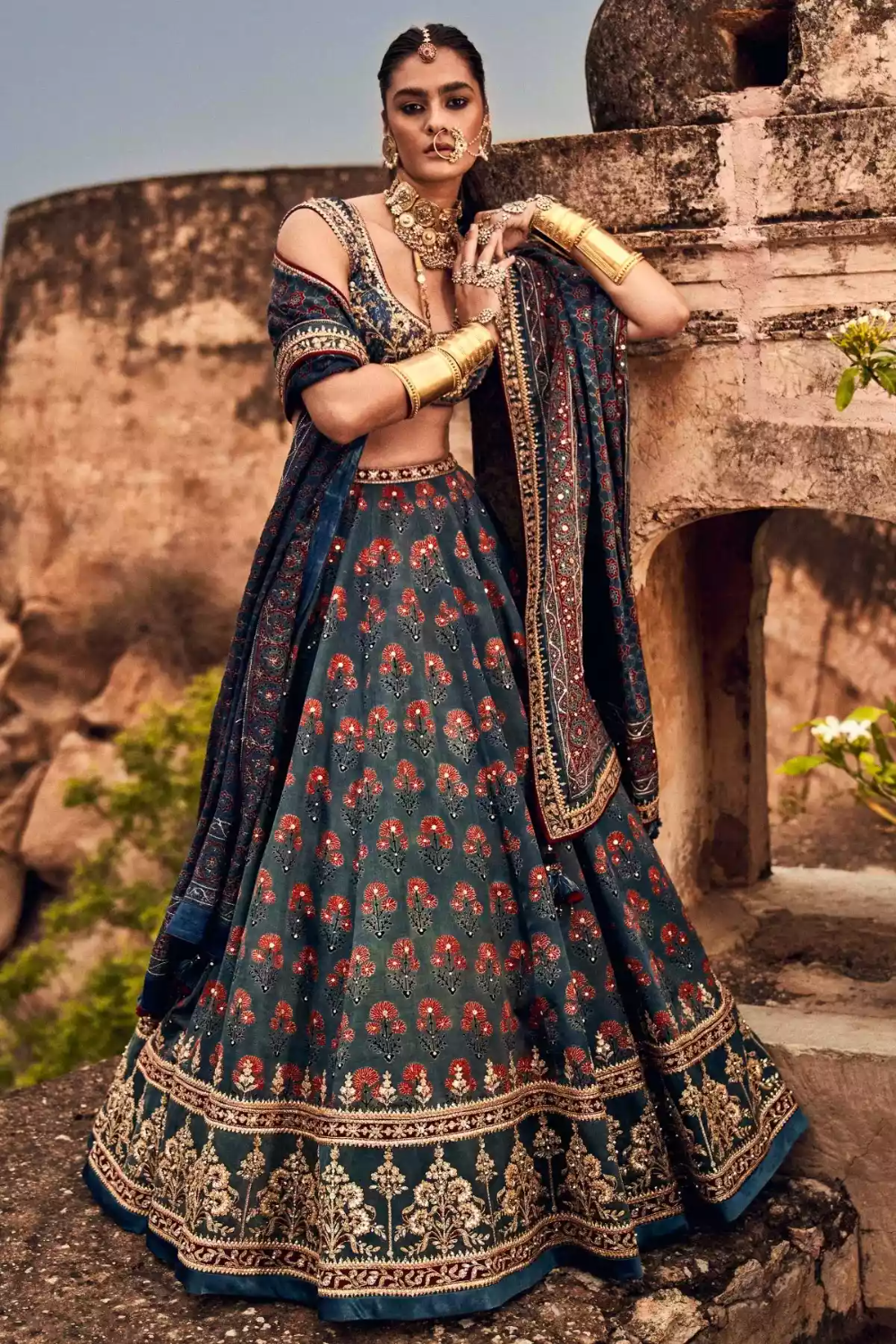 embroidered bridal lehenga