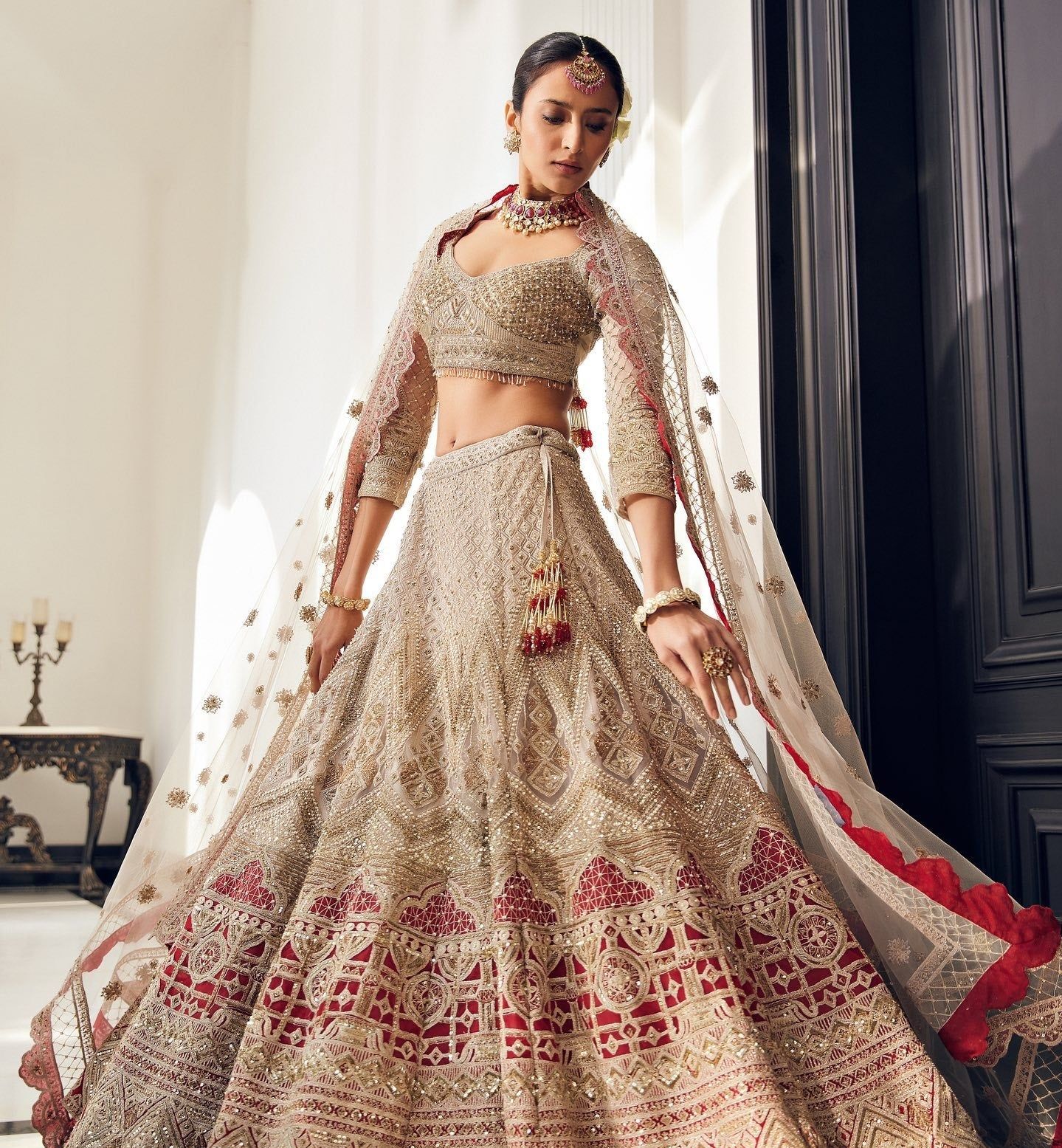 embroidered bridal lehenga