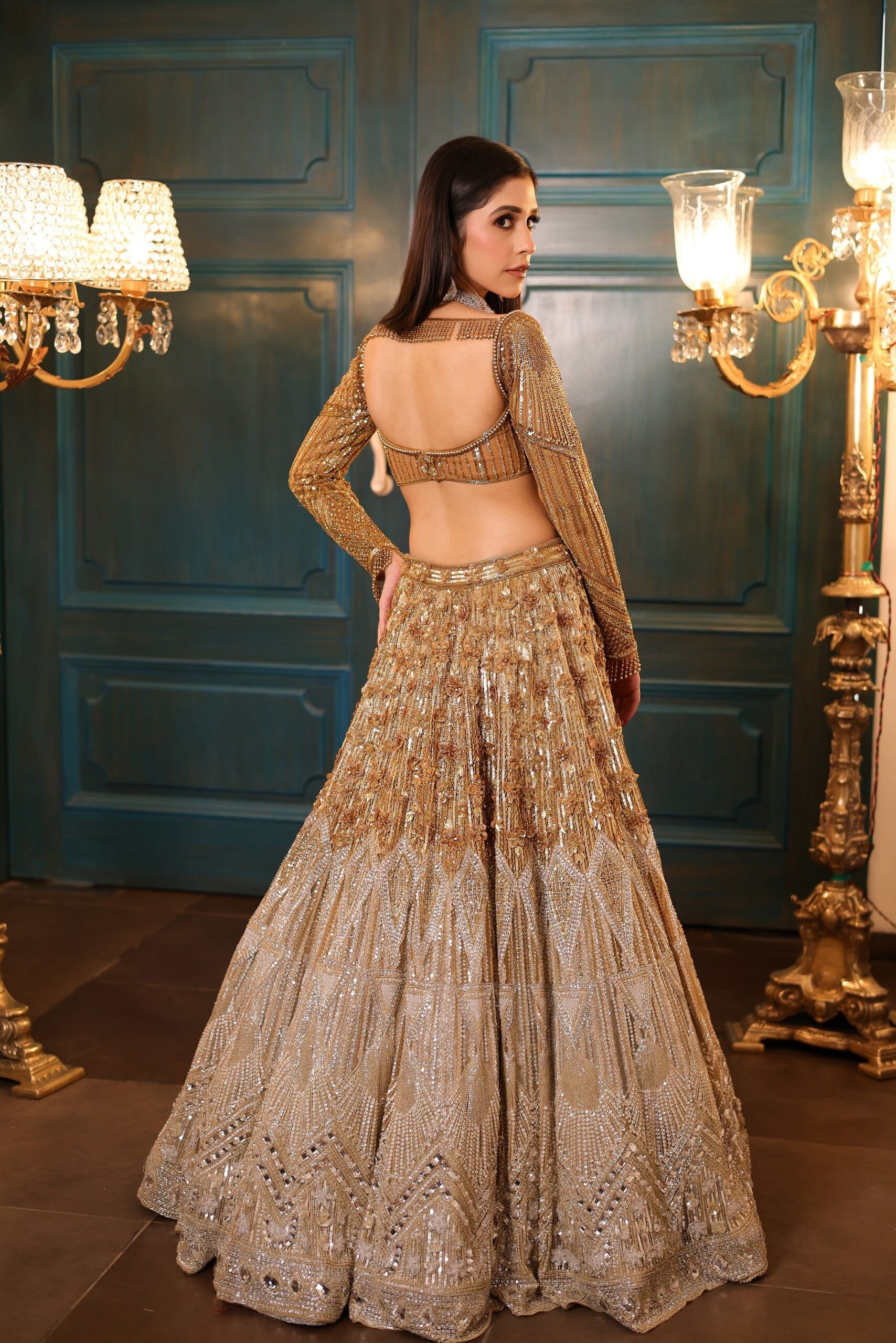 embroidered bridal lehenga