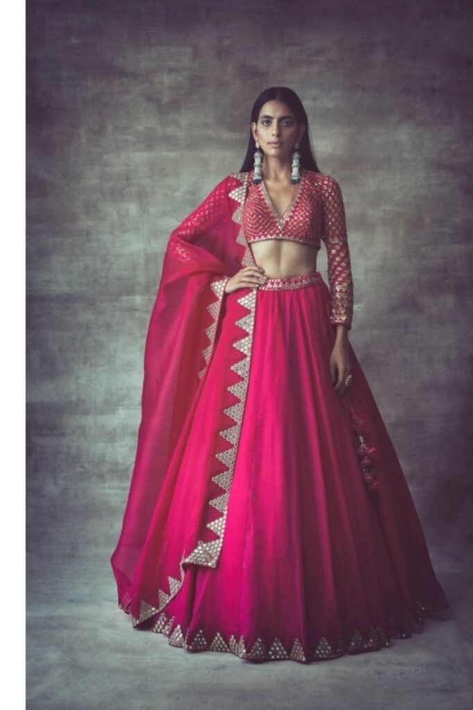 PEACOCK PINK ORGANZA LEHENGA SET