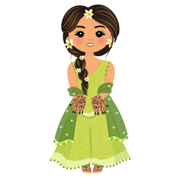 Paisley Henna Mehndi Vector Art PNG, Indian Girl In Mehndi Outfit Wedding Ceremony Cute With Henna Hands, Indian Girl, Mehndi Art, Bride PNG Image For Free Download