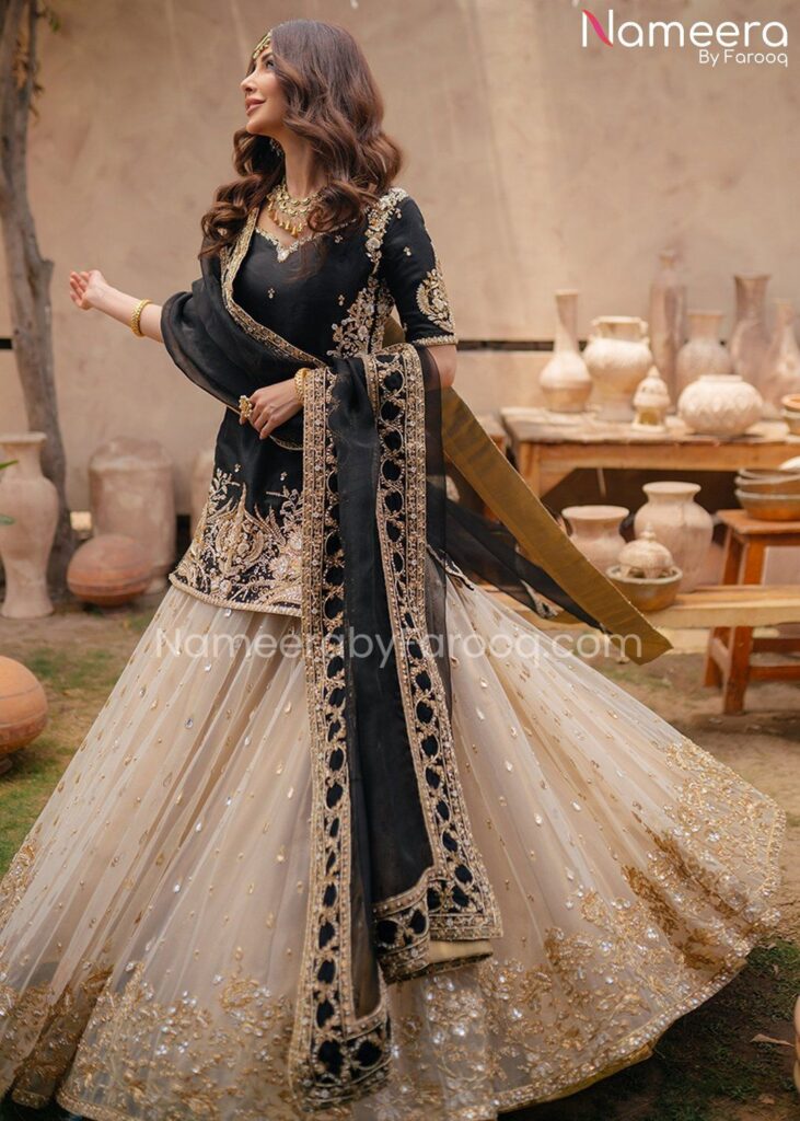 Pakistani Bridal Lehenga with Short Shirt Dress #BS514