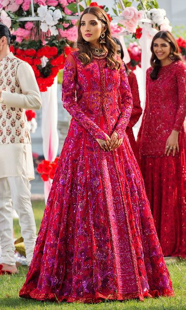 Pakistani Red Bridal Frock for Wedding #N7028