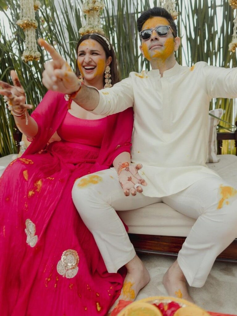 Parineeti Chopra opts for a vibrant pink ensemble for her haldi ceremony