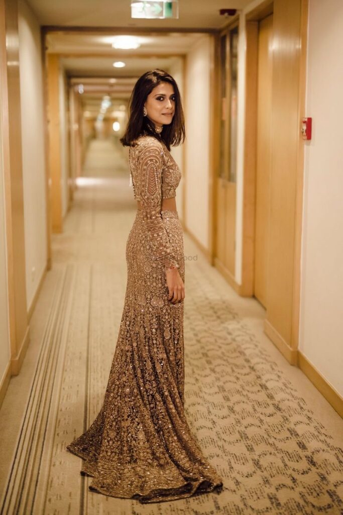 Photo of Gold cocktail gown with sequin work